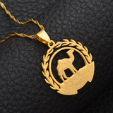 Anniyo Eritrea Map Flag Pendant Necklaces Chain Women Girls,Map of Eritrea Gold Color Jewelry African Necklace Ethiopia #109921