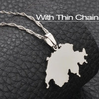 Anniyo Switzerland Map Pendant Necklaces for Women,Suisse Svizzera Svizra Schweizerische Swiss Maps Jewelry #101721