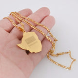 Anniyo Map of Zimbabwe Pendant Necklaces Jewellery for Women Men Gold Color Zimbabweans Maps Necklace African #043721