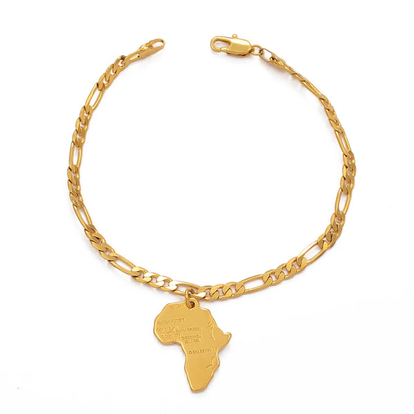 Anniyo 21cm Africa Map Bracelet Chain for Women Men Choker Chain Gold Color African Charm Bangles Jewelry Hand Chains #210906