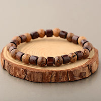 New Classic Natural Wood Beads Bracelets For Women Meditation Prayer Sliver Om Pendant Bracelet Men Wooden Yoga Jewelry