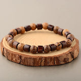 New Classic Natural Wood Beads Bracelets For Women Meditation Prayer Sliver Om Pendant Bracelet Men Wooden Yoga Jewelry
