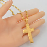 Anniyo Cross Pendant Necklaces for Women Men Gold Color Micronesia Marshall Island Crosses Religion African Jewelry #007509