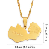 Anniyo Zambia Map Flag Pendant and Necklaces Gold Color Zambian Jewelry #109121