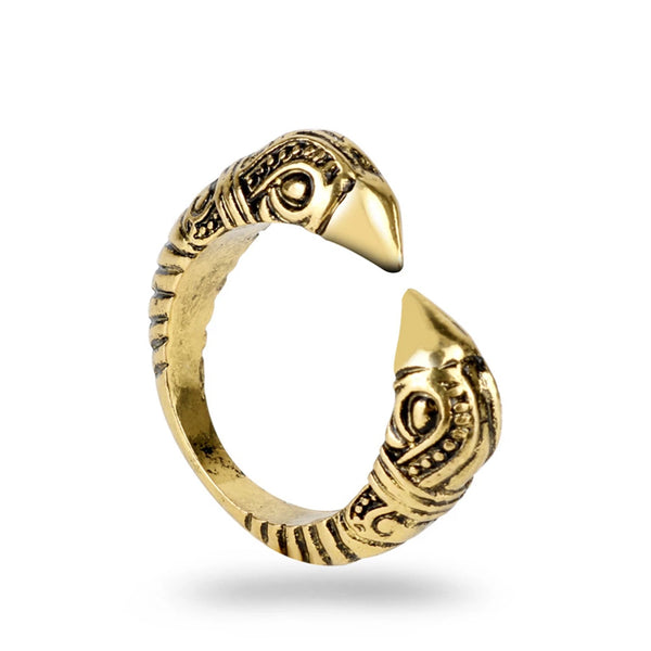 Retro Viking Open Raven Head Ring For Men Punk Adjustable Dragon Finger Rings Norse Runes Nordic Talisman Amulet Jewelry Gift