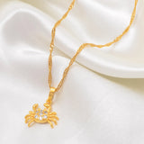 Anniyo Mini Crab With Cubic Zirconia Pendant Necklace for Women Girl Guam Hawaii Micronesia Marshall Jewelry @@065904