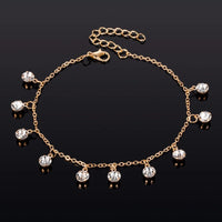 Vintage Fashion Pendant Crystal Anklet For Women Link Chin Bohemian Gold ColorSilver Color Shoe Boot Chain Bracelet Foot Jewelry