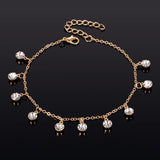 Vintage Fashion Pendant Crystal Anklet For Women Link Chin Bohemian Gold ColorSilver Color Shoe Boot Chain Bracelet Foot Jewelry