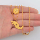 Anniyo Heart and Mexico Map Pendant Necklaces for Women Girls Gold Color Jewelry Mexican Maps #141006