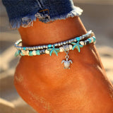 Boho Ocean Beach Cowrie Shell Ankle Bracelet Handmade Adjustable String Macrame Mussel Seashell Anklets for Women Foot Jewelry