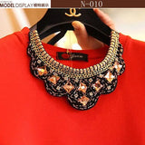 Chokers Crystal Necklaces Brilliant Jewelry for Women,New Arrival 2014  Five plum Flower Woman Coat Collar Necklace