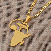 Anniyo African Tree & Sunrise Pendant Necklaces for Men Women Girls,My Home in Africa Jewelry Gold Color Birthday G #112121
