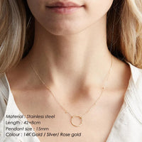 e-Manco Minimalist Choker Necklace Simple Stainless Steel Necklace for Women Round Circle Pendant Necklace 9MM/11MM/15MM/20MM