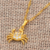 Anniyo Mini Crab With Cubic Zirconia Pendant Necklace for Women Girl Guam Hawaii Micronesia Marshall Jewelry @@065904