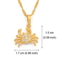 Anniyo Mini Crab With Cubic Zirconia Pendant Necklace for Women Girl Guam Hawaii Micronesia Marshall Jewelry @@065904
