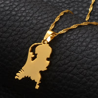 Anniyo Nederlanden Map Stainless Steel Pendant Necklaces for Women Girls Gold Color Dutch Jewelry Netherlands Maps #110021