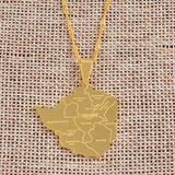 Anniyo Map of Zimbabwe With City Pendant Necklaces Silver Color/Gold Color Women Stainless Steel Zimbabweans Maps Chains #070921