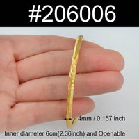 Anniyo 1 Piece/Openable Gold Plated Bangles for Women Girl Ethiopian Jewelry African Metal Bracelet Arab Middle East #205806