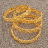 Anniyo 4Pieces/Lot, Ethiopian Gold Plated Wedding Bangle Women Dubai Bride Bracelet African Jewelry Middle East Items @088206