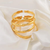 Anniyo 4 Piece/Lot Bamboo Bangle Women Arab Dubai Bracelet Gold Color Jewelry Wholesale African Micronesia Accessories #000936