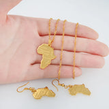 Anniyo Africa Map Jewelry Sets Pendant Necklaces Earrings For Women Egypt Ethiopian Nigeria Sudan Congo  #002306S