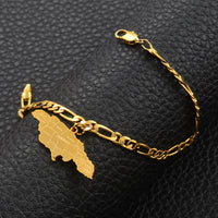 Anniyo Jamaica Map Bracelet for Women Men Jamaican Chain Link Bangles & Bracelets Patriotic  #100821