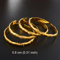 Anniyo 4 Piece/Lot Bamboo Bangle Women Arab Dubai Bracelet Gold Color Jewelry Wholesale African Micronesia Accessories #000936