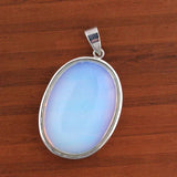 Crystal Quartz Oval Stone Pendant Natural Rose Quartz Tiger Eye Labradorite Agate Stone Pendant Wedding Decoration Charm Jewelry