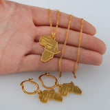 Anniyo African Map Jewelry sets Necklace Earrings for Women Girls Ethiopian Jewellery Nigeria Congo Ghana #132106S