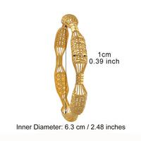Anniyo 4PCS/LOT, Dubai Bangle Bracelet for Women Gold Plated Jewelry African Arab Wedding Bracelet  @088106M