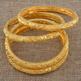 Anniyo 4PCS/Lot Ethiopian Bride Bangle for Women Gold Color Wholesale Dubai Bracelet African Arab Jewelry Fancy  @086106