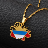 Anniyo Antigua Map Flag Pendant and Necklaces for Women Girls Gold Color and Stainless Steel Jewelry Waladli/Wadadli #111821