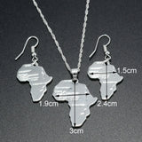 Anniyo Africa Map Pendant Necklaces Earrings Silver Color Ethiopia Jewelry Women,African Maps set #047906