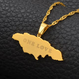 Anniyo Map of Jamaica With NOE LOVE Pendant Necklaces Stainless Steel Jamaica Maps Chains Jewelry Jamaican  @112921