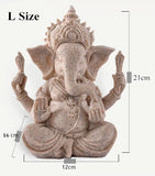 home decoration Nature Sandstone Indian Ganesha Figurine Religious Hindu Elephant God Statues Fengshui Elephant-Headed Buddha