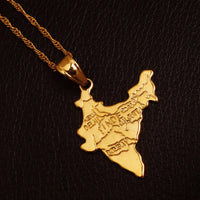 Anniyo The Republic of India Map Pendant Necklaces Chain Indian for Women Girl Gold Color Jewelry Hindu #006510