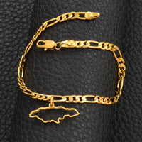 Anniyo Jamaica Map Bracelet for Women Men Jamaican Chain Link Bangles & Bracelets Patriotic  #100821