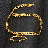 Anniyo Jamaica Map Bracelet for Women Men Jamaican Chain Link Bangles & Bracelets Patriotic  #100821