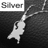 Anniyo Nederlanden Map Stainless Steel Pendant Necklaces for Women Girls Gold Color Dutch Jewelry Netherlands Maps #110021