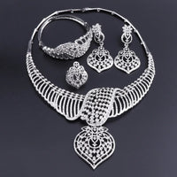 CYNTHIA New Fashion African Jewelry Set Dubai Silver Plated Bridal Necklace Earrings Set Crystal Indian Wedding Jewelry