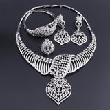 CYNTHIA New Fashion African Jewelry Set Dubai Silver Plated Bridal Necklace Earrings Set Crystal Indian Wedding Jewelry