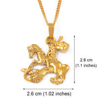 Anniyo Snt George Dragon Pendant Chain for Women Girls Saint-George Slaying the Dragon Jewelry #106306