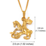 Anniyo Snt George Dragon Pendant Chain for Women Girls Saint-George Slaying the Dragon Jewelry #106306