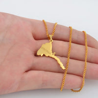 Anniyo Eritrea Map Pendant Necklaces Chain Women Men/Map of Eritrea Gold Color Jewelry African Necklace Ethiopia #050321