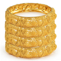 Anniyo 4pcs/Lot Dubai Wedding Bangles Ethiopian Jewelry Gold Color Africa Bracelets Women Arab Birthday Jewelry #199606