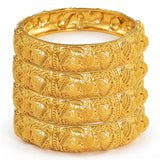 Anniyo 4pcs/Lot Dubai Wedding Bangles Ethiopian Jewelry Gold Color Africa Bracelets Women Arab Birthday Jewelry #199606
