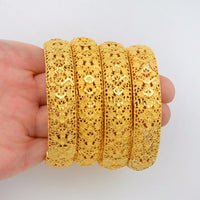 Anniyo 4 Pieces/Lot Gold Color Arab Dubai Bangles for Women Ethiopian Bracelets Middle East Wedding Jewelry African #139006