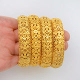 Anniyo 4 Pieces/Lot Gold Color Arab Dubai Bangles for Women Ethiopian Bracelets Middle East Wedding Jewelry African #139006