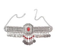 Gypsy Boho Coins Tassel Necklace Red Stone Turquoise Bead Crystal  Flower Collares Chokers India Afghan Female Statement Jewelry