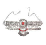 Gypsy Boho Coins Tassel Necklace Red Stone Turquoise Bead Crystal  Flower Collares Chokers India Afghan Female Statement Jewelry